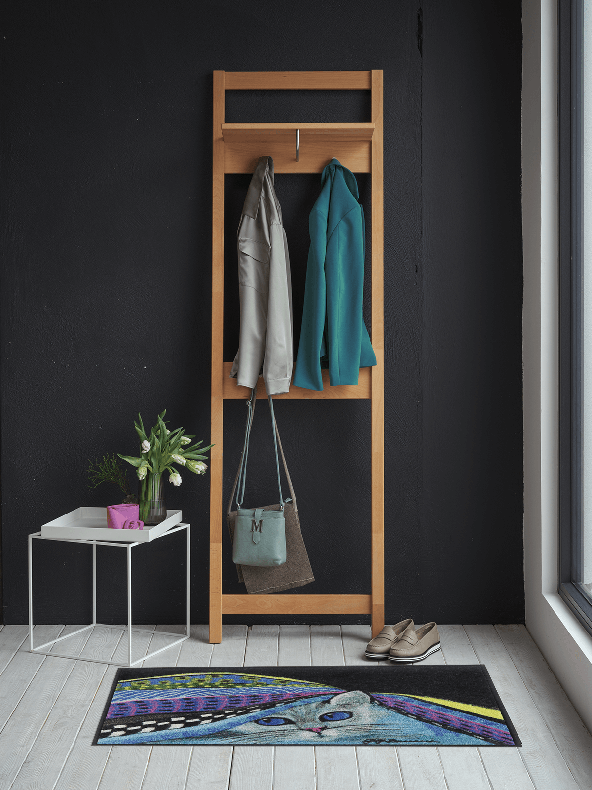 Fußmatte 50x75 Katzenglück blau