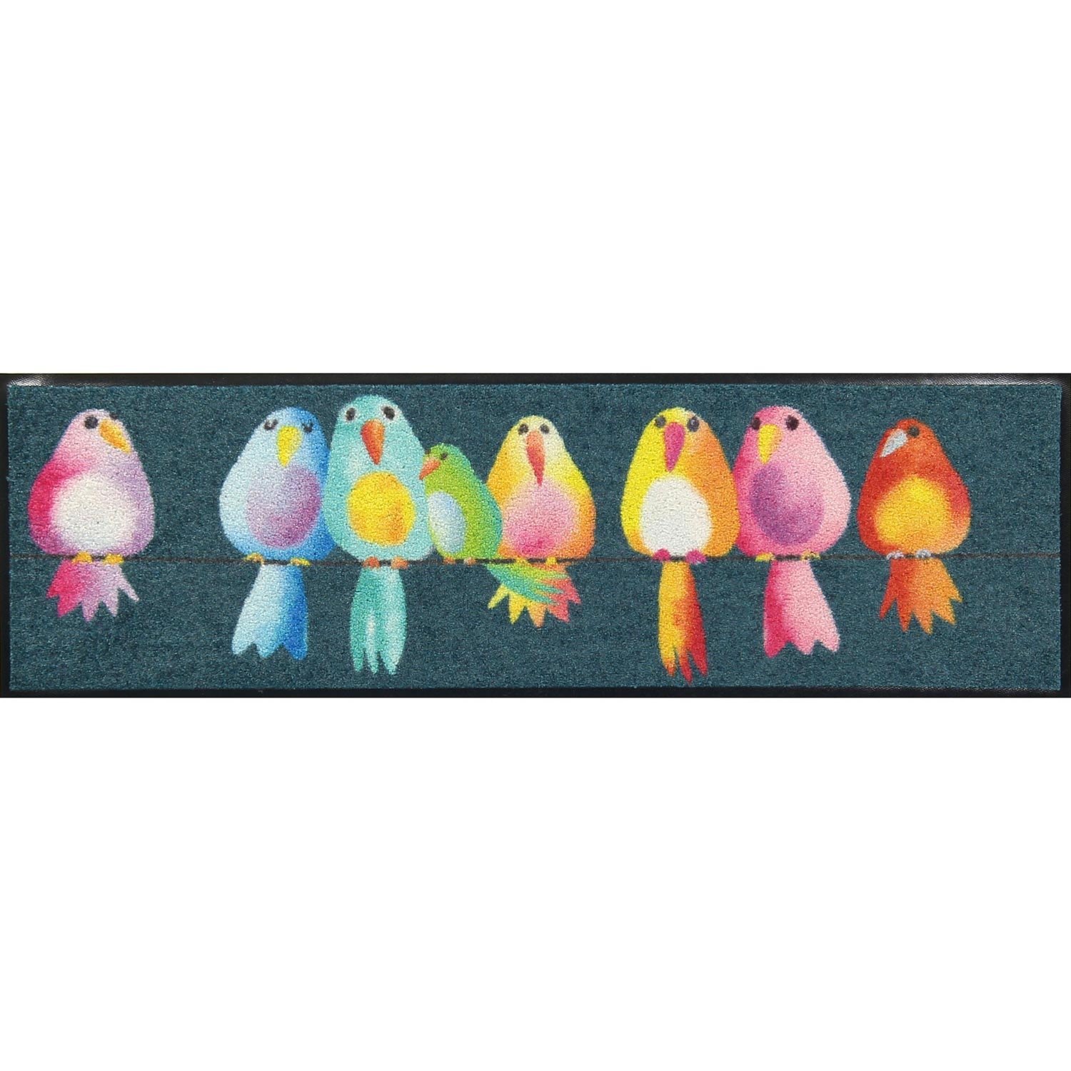 Läufer klein 30x100 Rainbow Birds blau