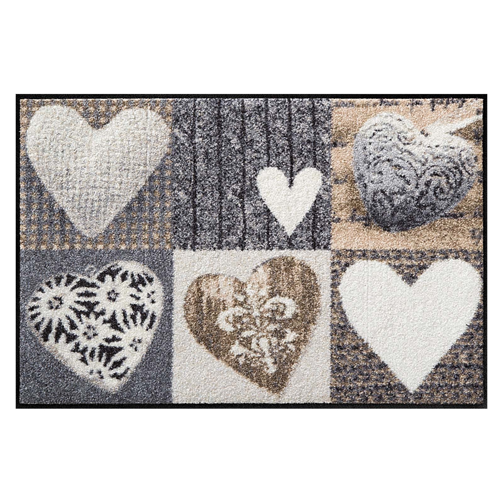 Fußmatte 50x75 Alpenglück Herzen grau
