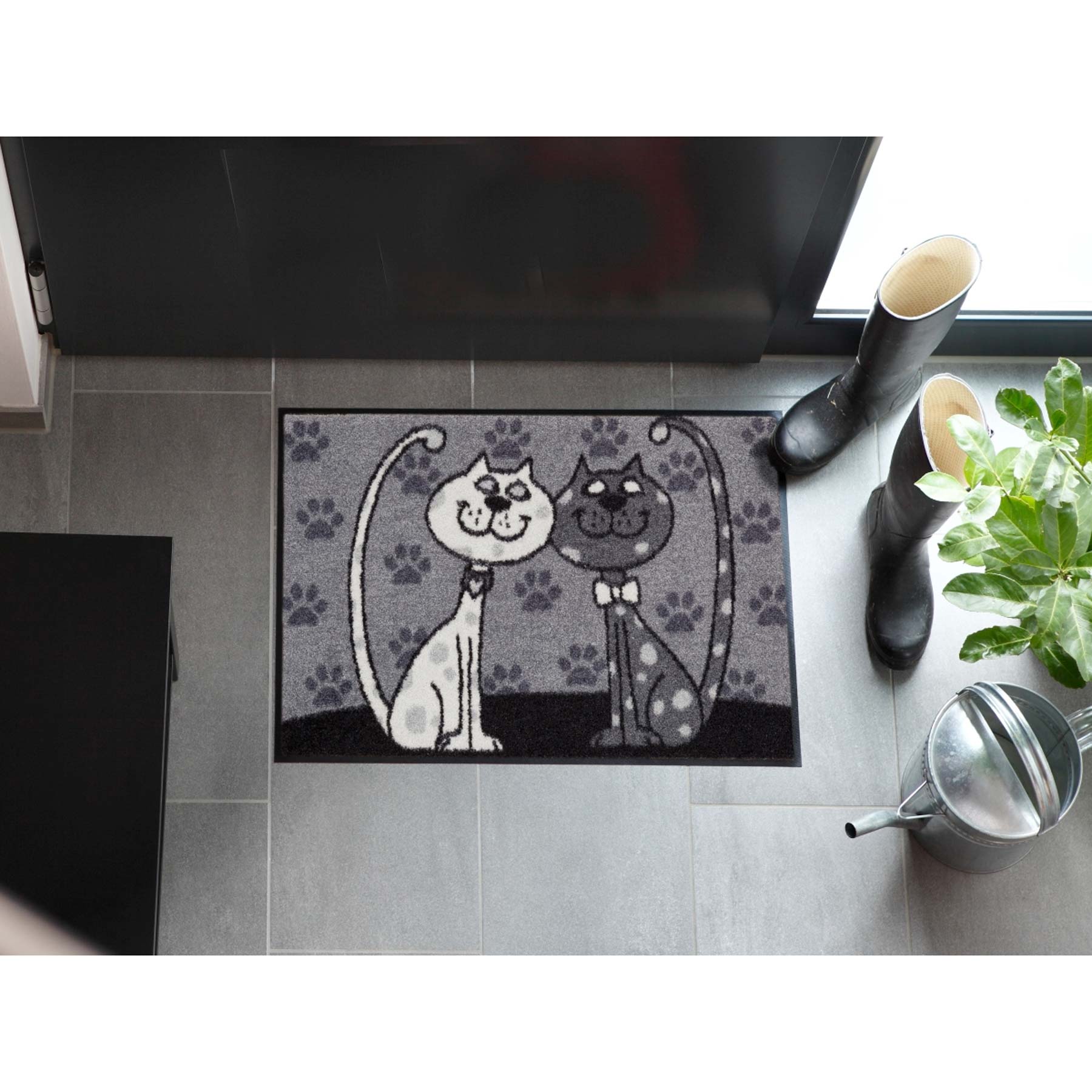 Fußmatte 50x75 Katzenpärchen grau