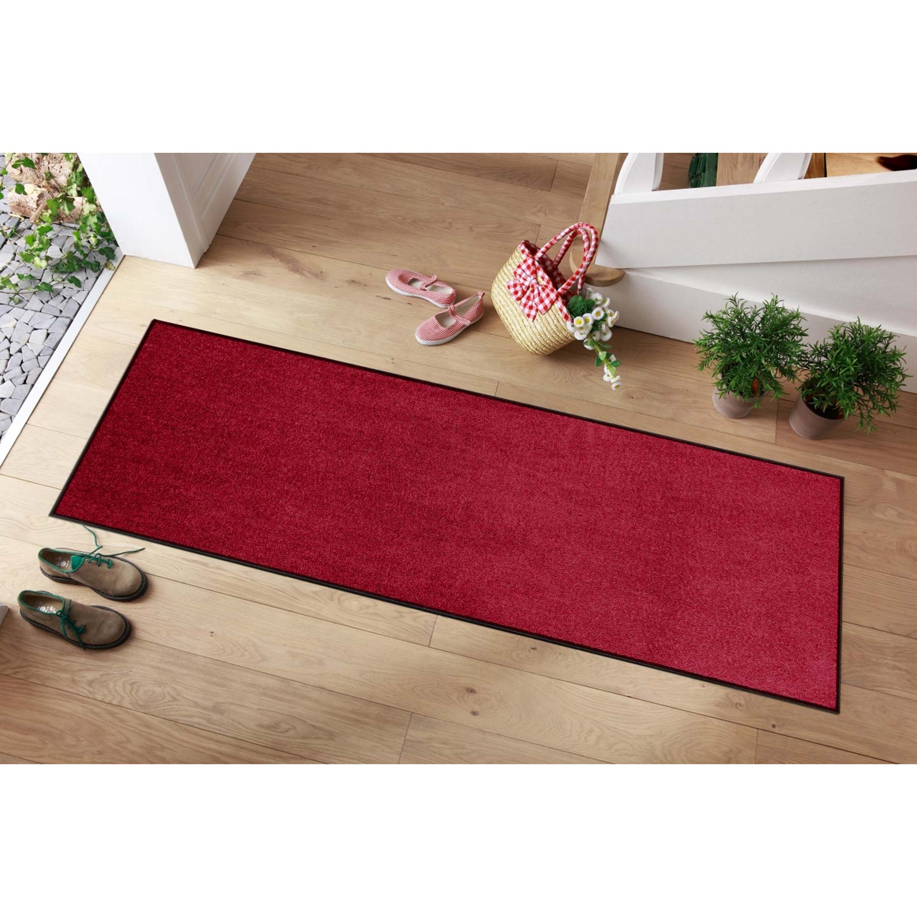 Teppichläufer 60x180 Uni Weinrot