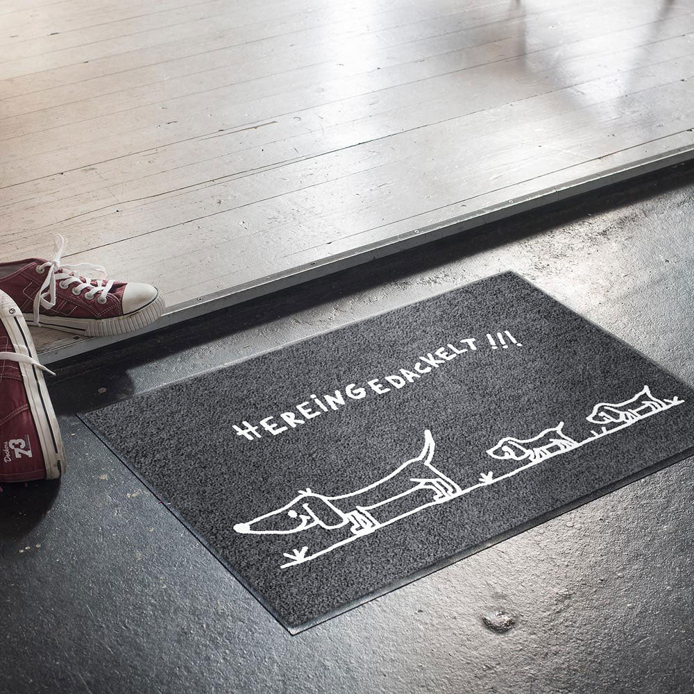 Fußmatte 50x75 Hereingedackelt family anthrazit
