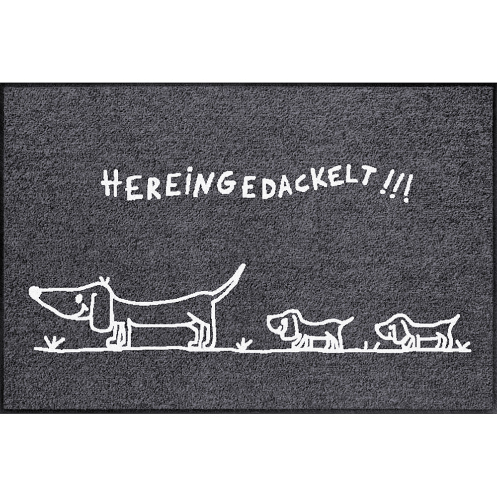 Fußmatte 50x75 Hereingedackelt family anthrazit