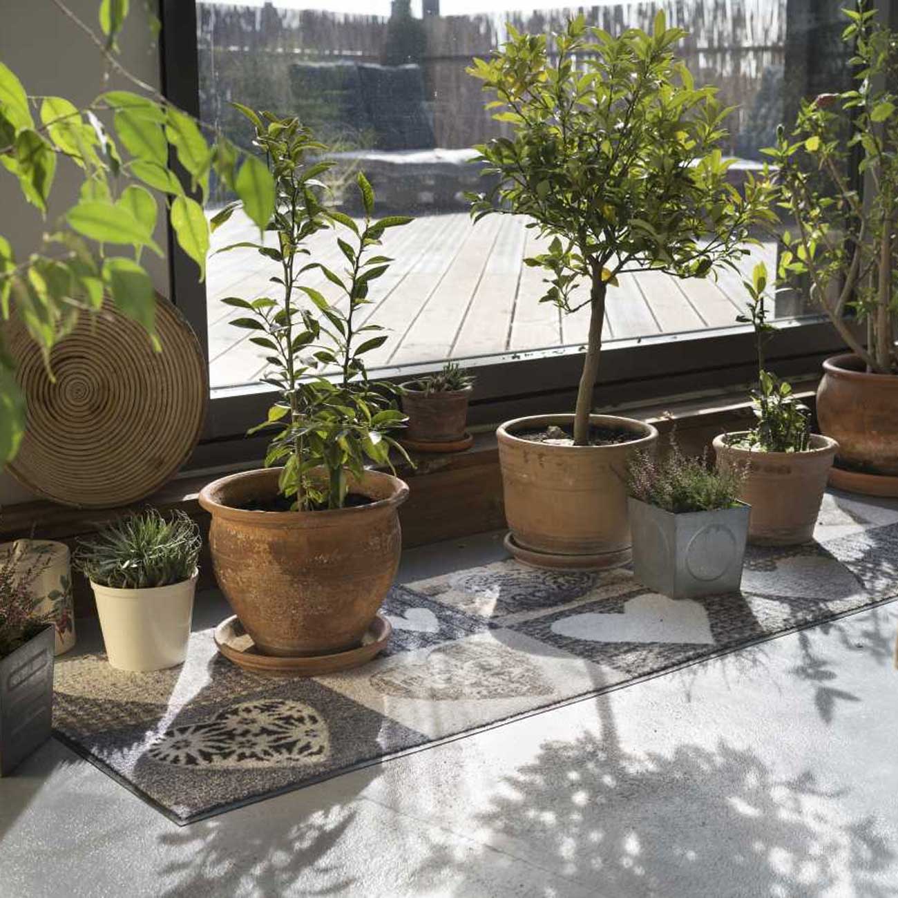 Teppichläufer 60x180 Alpenglück Herzen grau