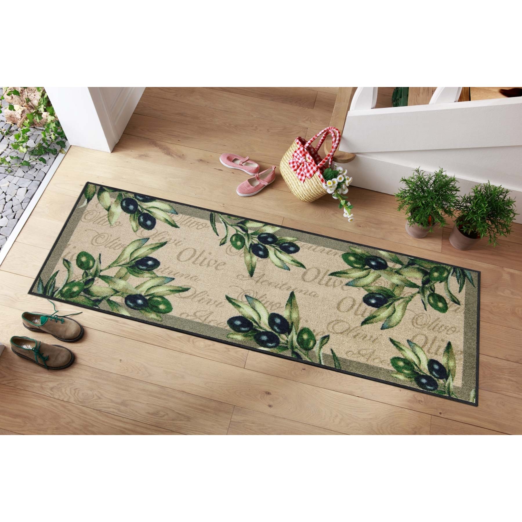 Teppichläufer 60x180 Olive Olivo Sauberlaufmatte beige