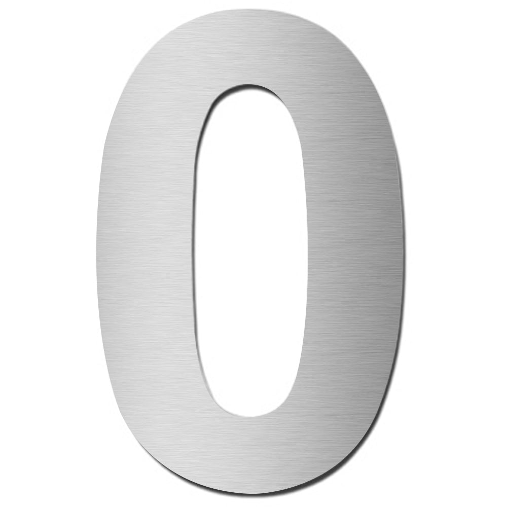 Hausnummer 0 Edelstahl V4A selbstklebend Höhe 15 cm