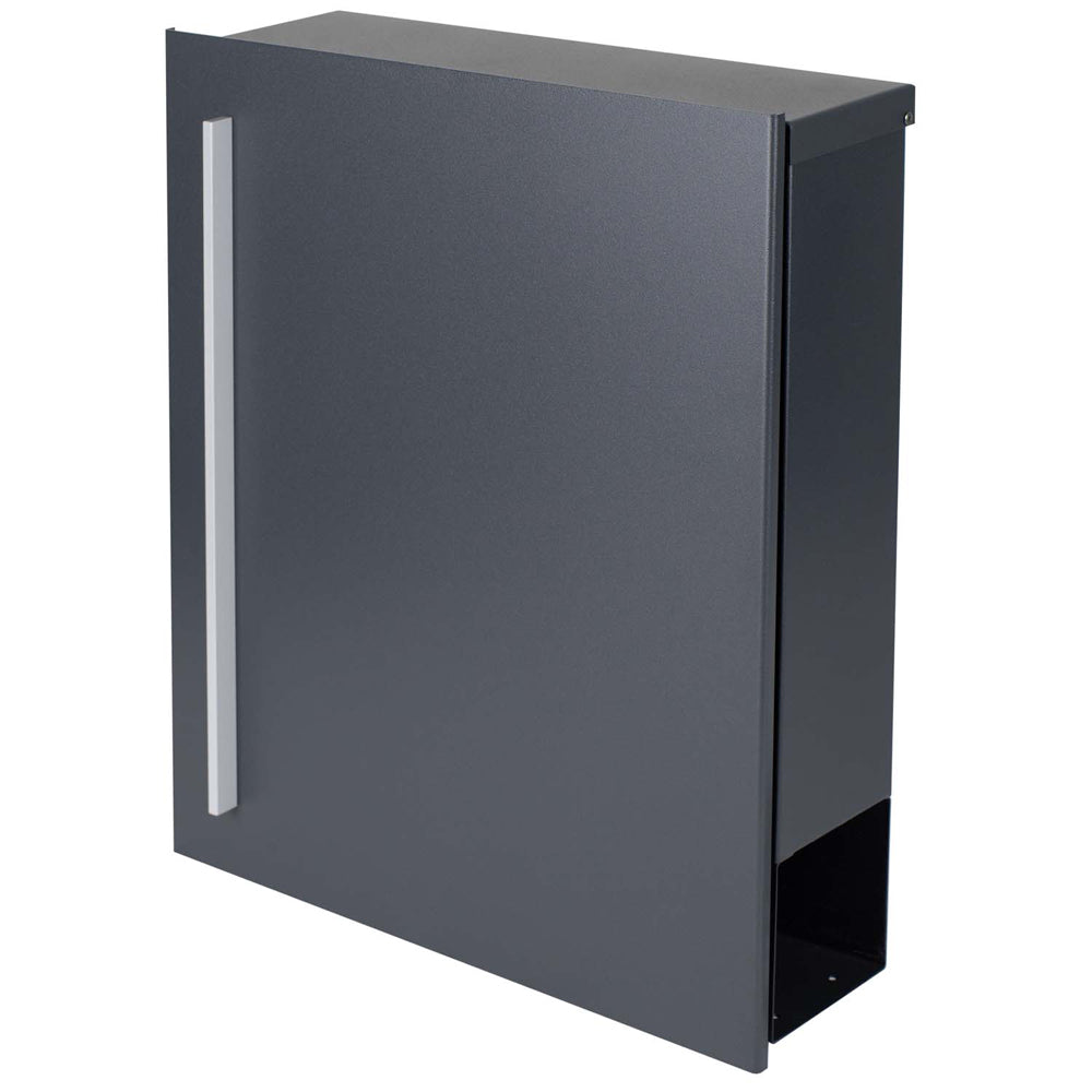 Standbriefkasten mit Zeitungsfach anthrazit (RAL 7016) SBox 110R-b Briefkasten mit Pfosten (einbetonieren) Rechtsanschlag