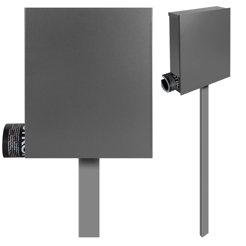 Standbriefkasten grau-aluminium (RAL 9007) SBox 111b (einbetonieren) mit Zeitungsfach