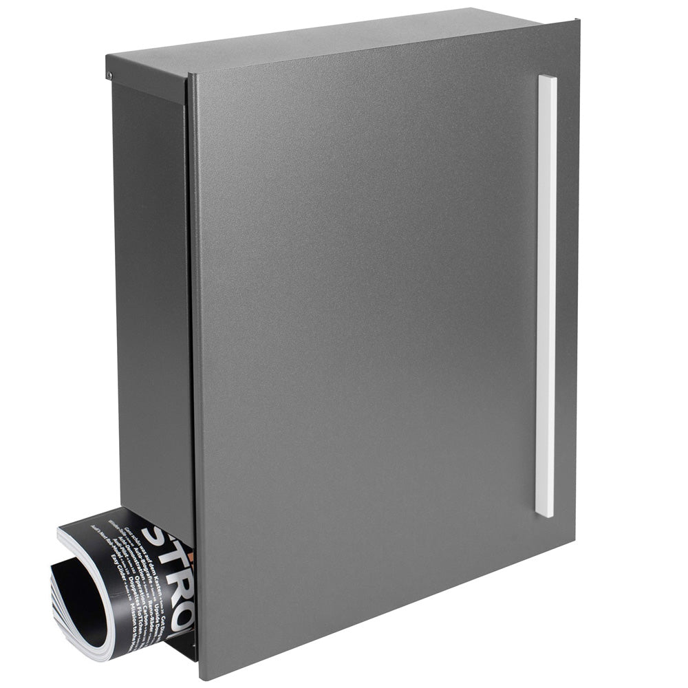 Standbriefkasten mit Zeitungsfach grau-aluminium (RAL 9007) SBox 110b Briefkasten mit Pfosten (einbetonieren)