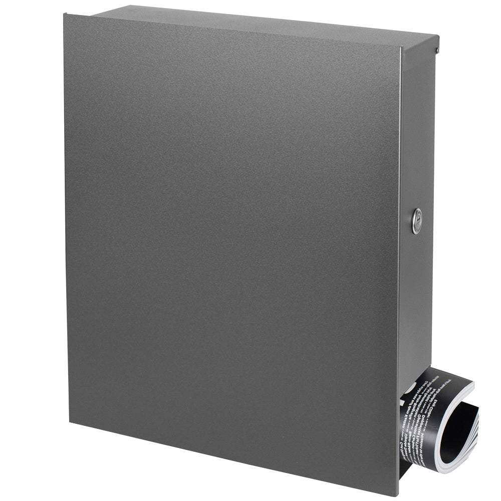 Standbriefkasten grau-aluminium (RAL 9007) SBox 111b (einbetonieren) mit Zeitungsfach