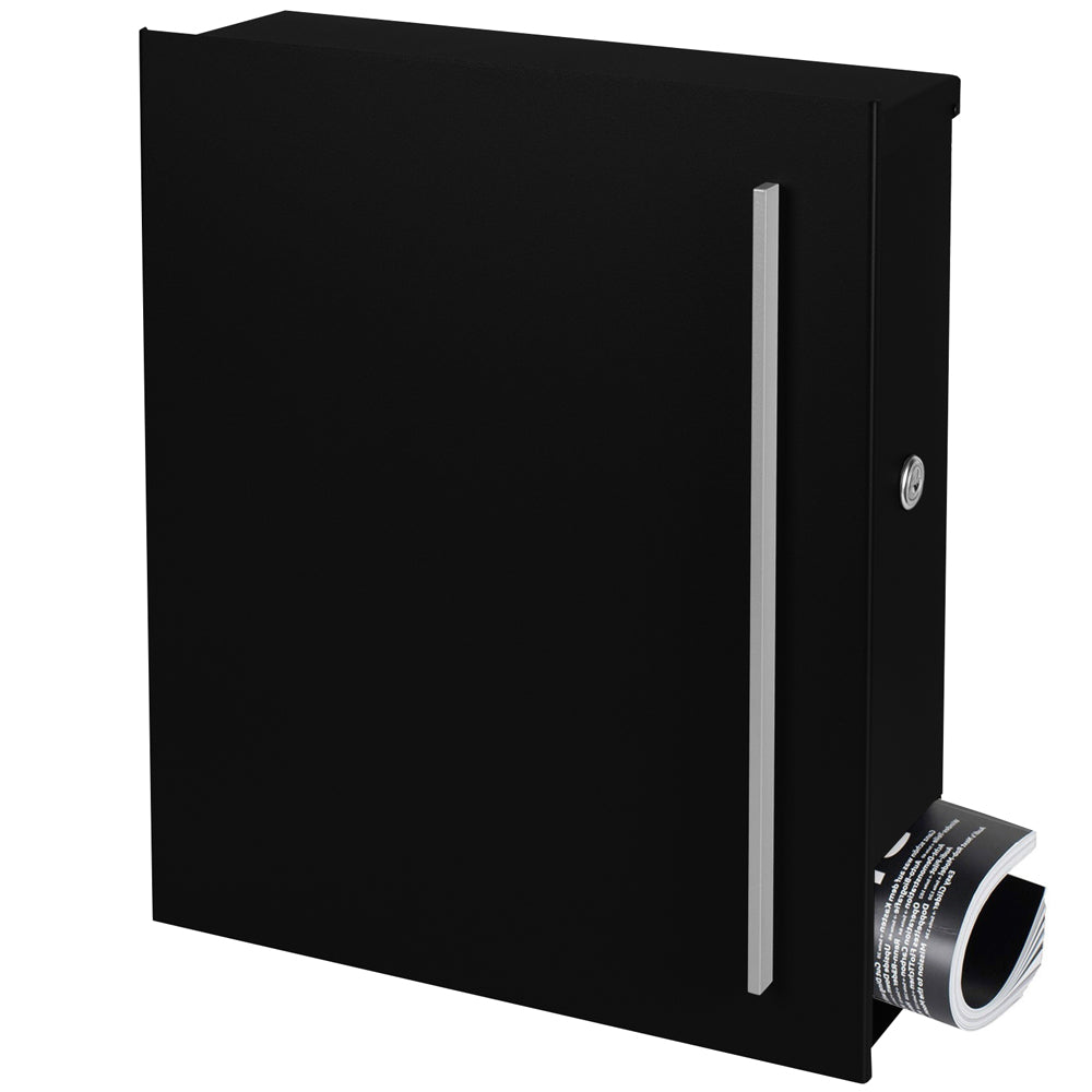 Standbriefkasten mit Zeitungsfach schwarz matt (RAL 9005) SBox 110b Briefkasten mit Pfosten (einbetonieren)