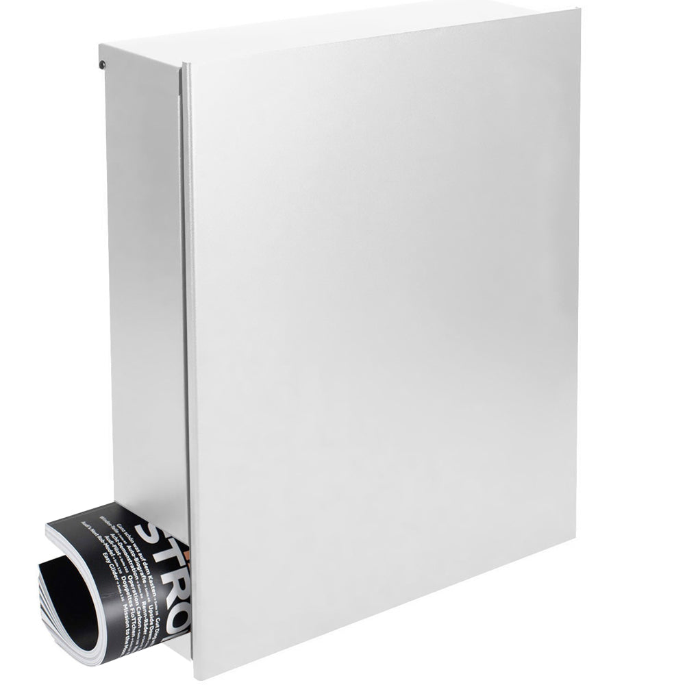 Standbriefkasten mit Zeitungsfach signal-weiss (RAL 9003) SBox 111b Briefkasten mit Pfosten (einbetonieren)