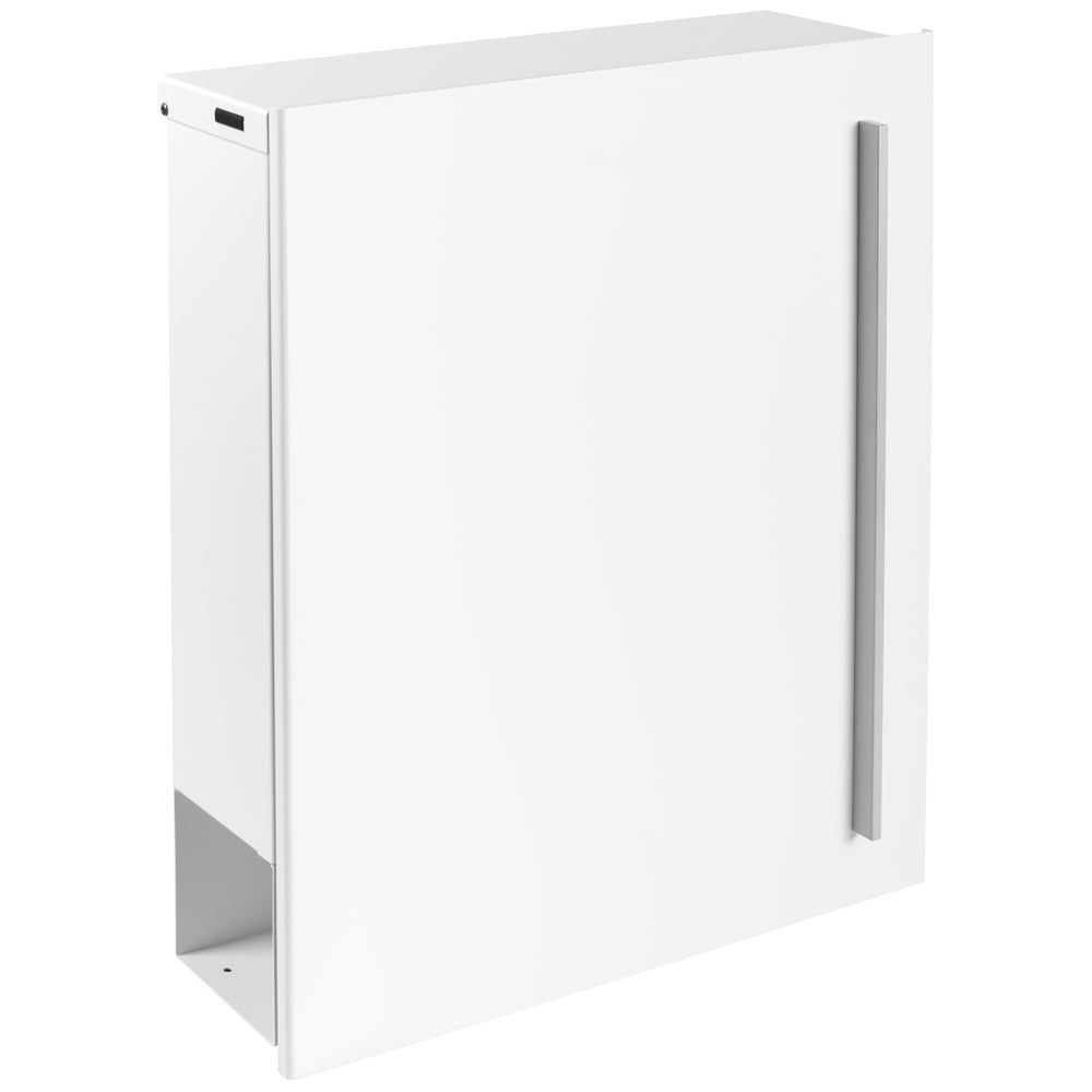 SBox 110b Standbriefkasten mit Zeitungsfach weiß (RAL 9003) Design-Briefkasten mit Fuß (einbetonieren) freistehend