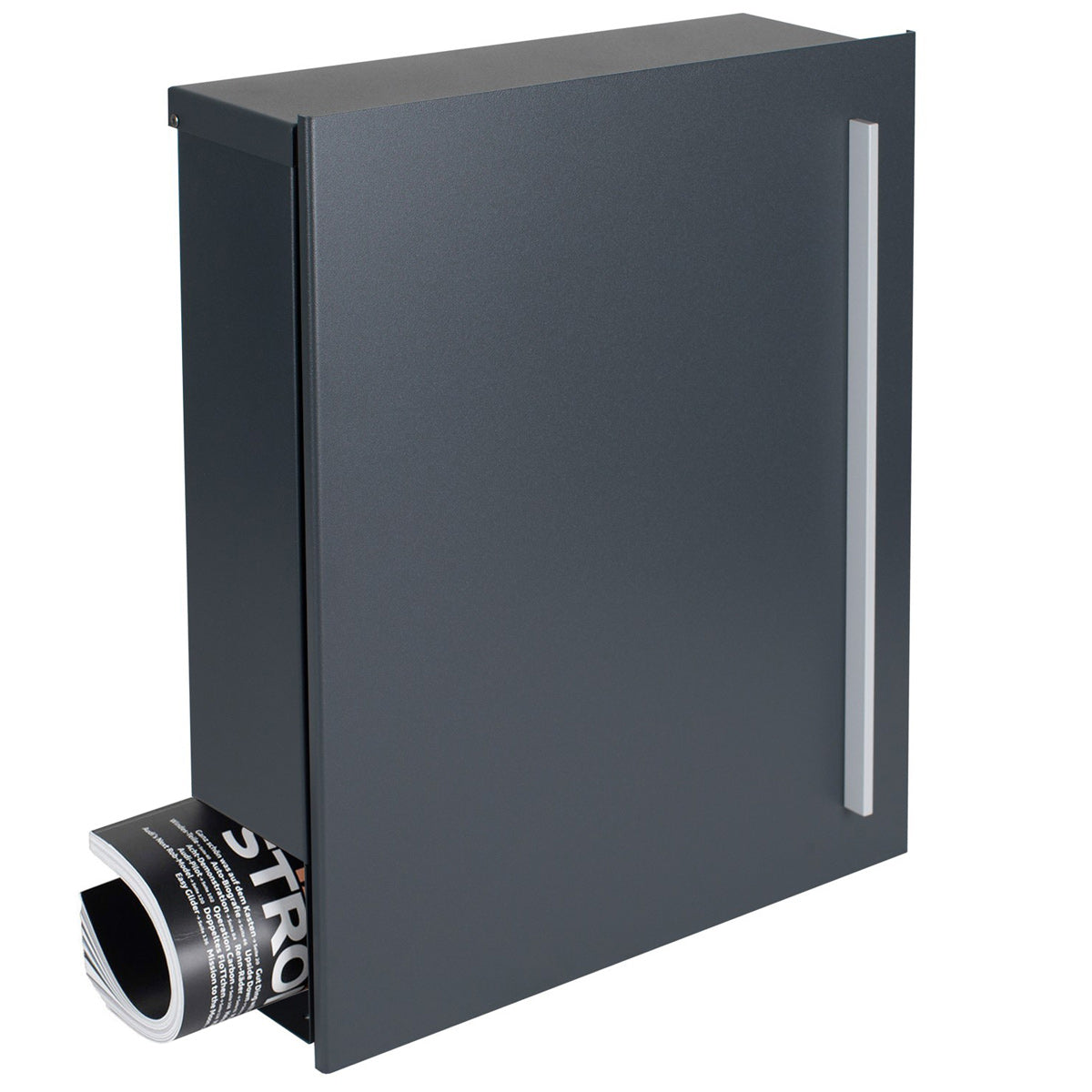 Standbriefkasten mit Zeitungsfach anthrazit (RAL 7016) seidenglanz SBox 115b Briefkasten mit Pfosten (einbetonieren)
