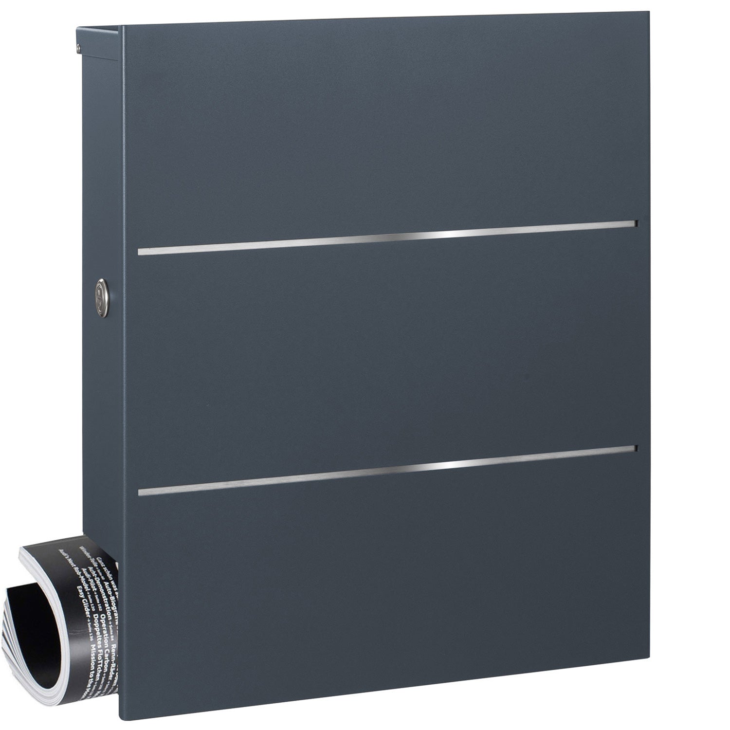 Standbriefkasten mit Zeitungsfach anthrazit (RAL 7016) SBox 141R b Briefkasten mit Pfosten (einbetonieren)