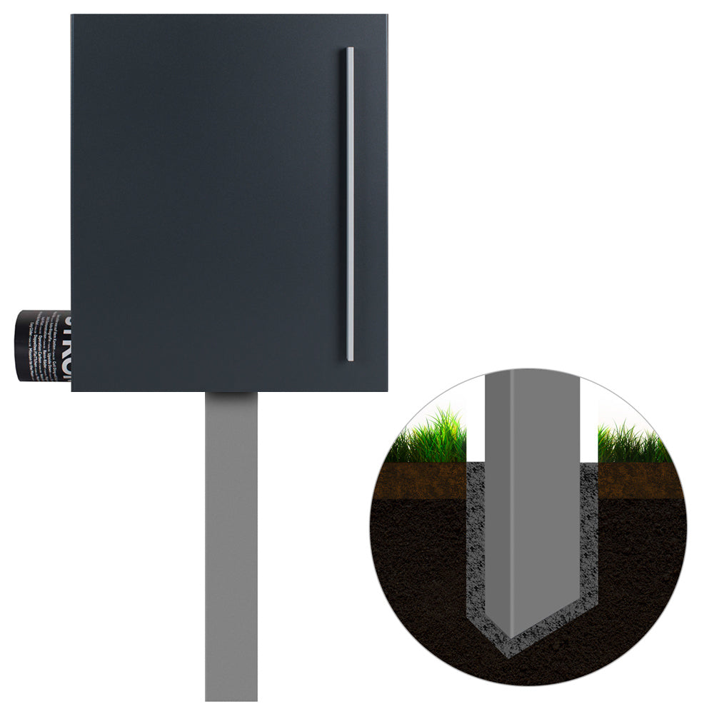 Standbriefkasten mit Zeitungsfach anthrazit matt (RAL 7016) SBox 110b zum Einbetonieren