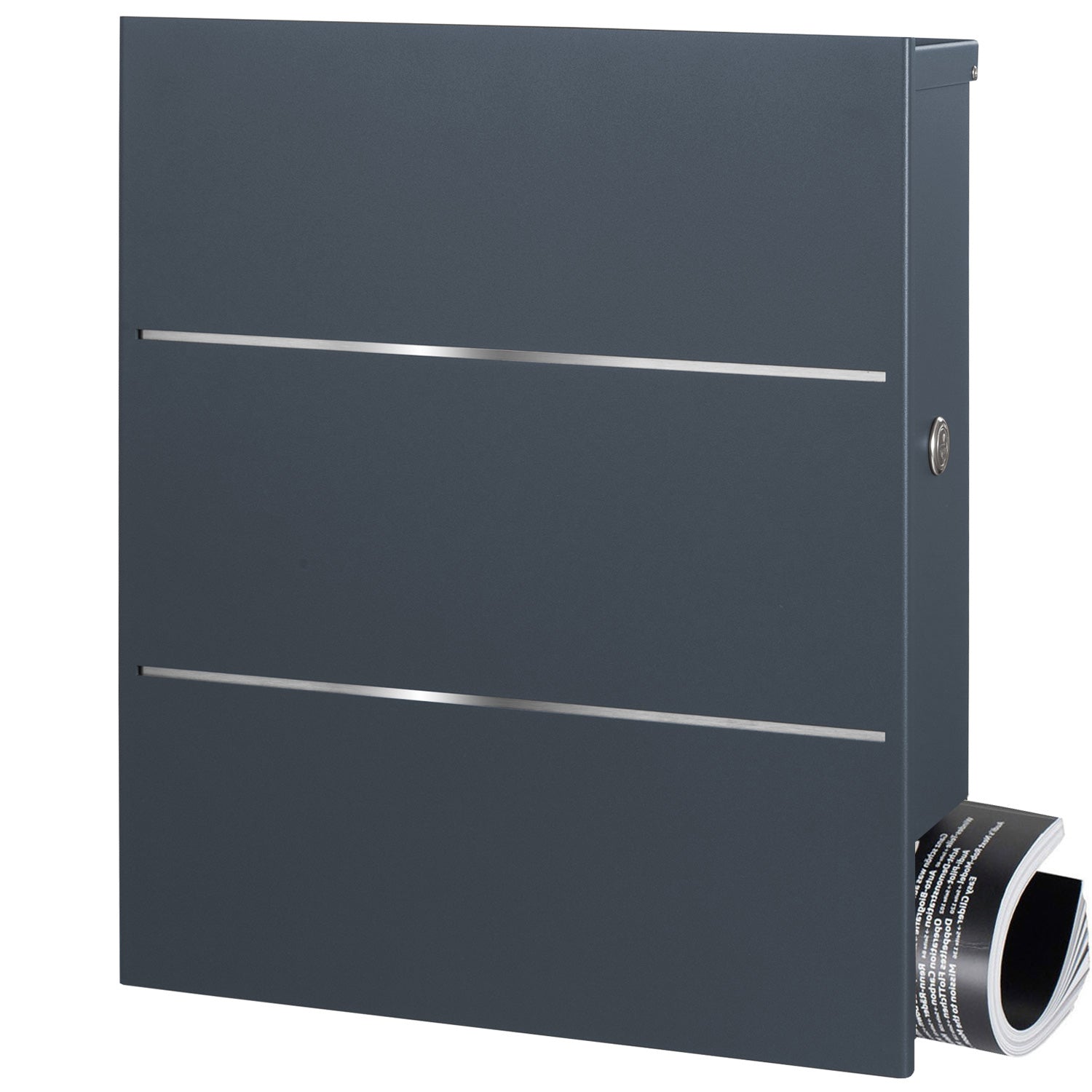 Standbriefkasten mit Zeitungsfach anthrazit (RAL 7016) SBox 141b Briefkasten mit Pfosten (einbetonieren)