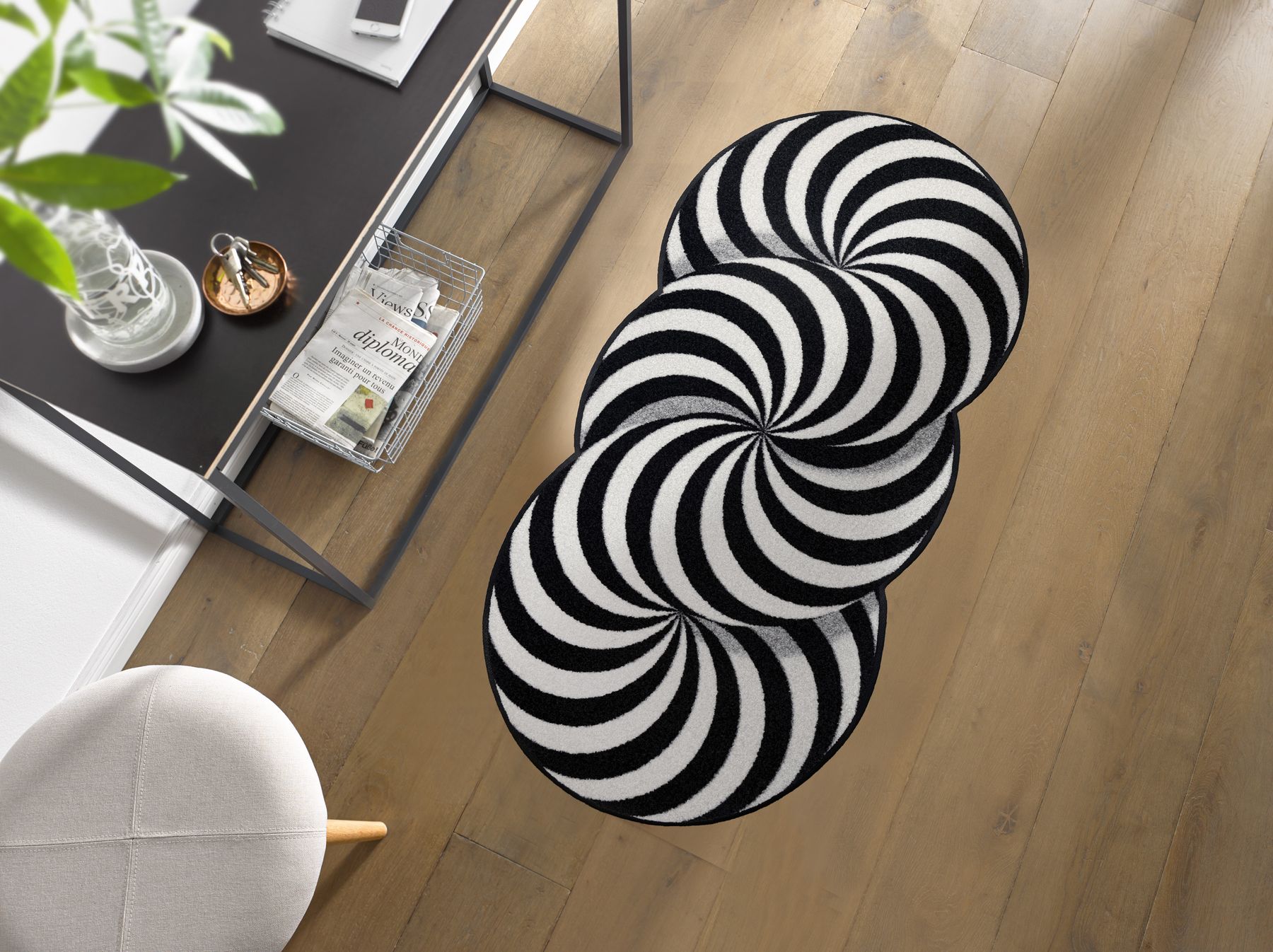 Läufer 60x140 Infinity Swirl schwarz Sonderform