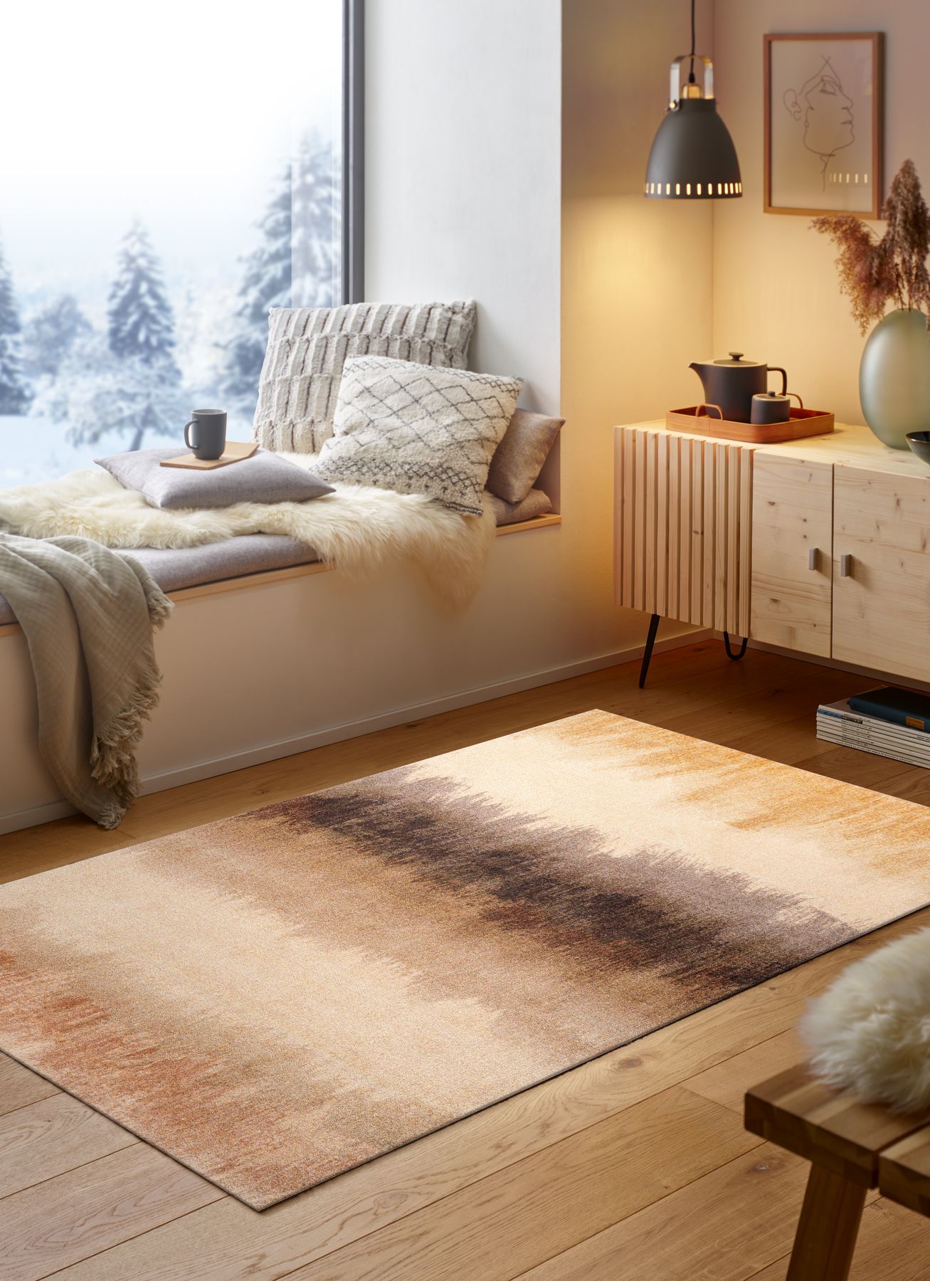 Wohnteppich 110x175 Bronze Bands beige