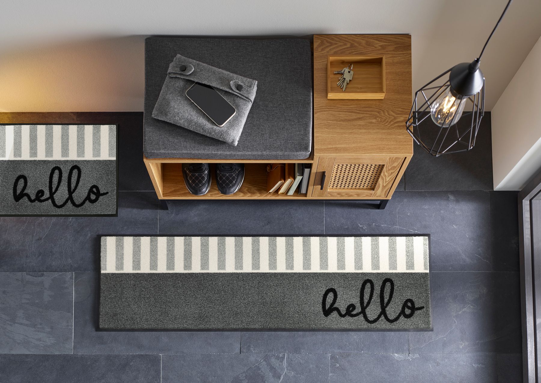 Läufer 35x120 Hello Stripes grau