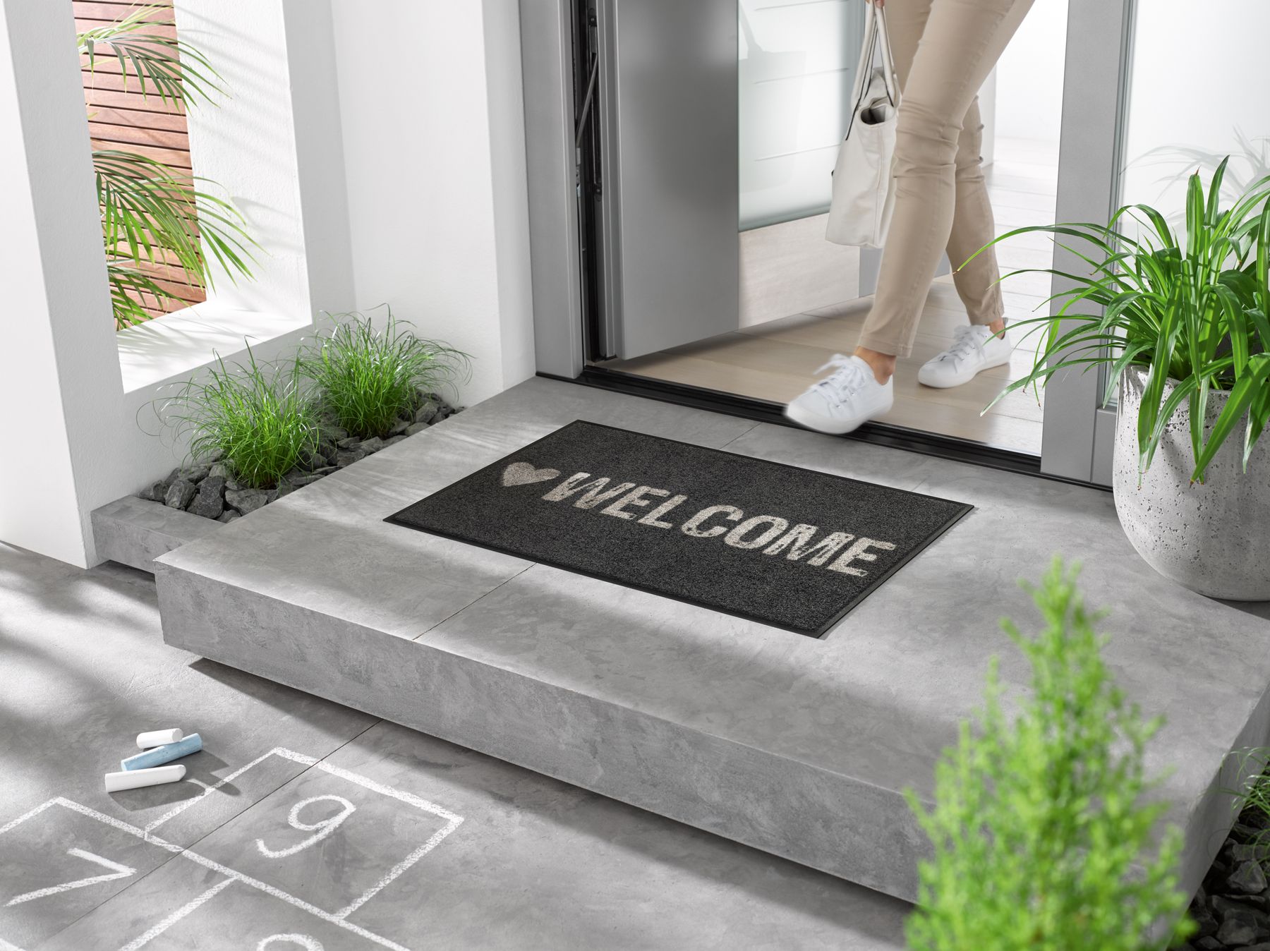 Fußmatte 50x75 Warmly Welcome anthrazit