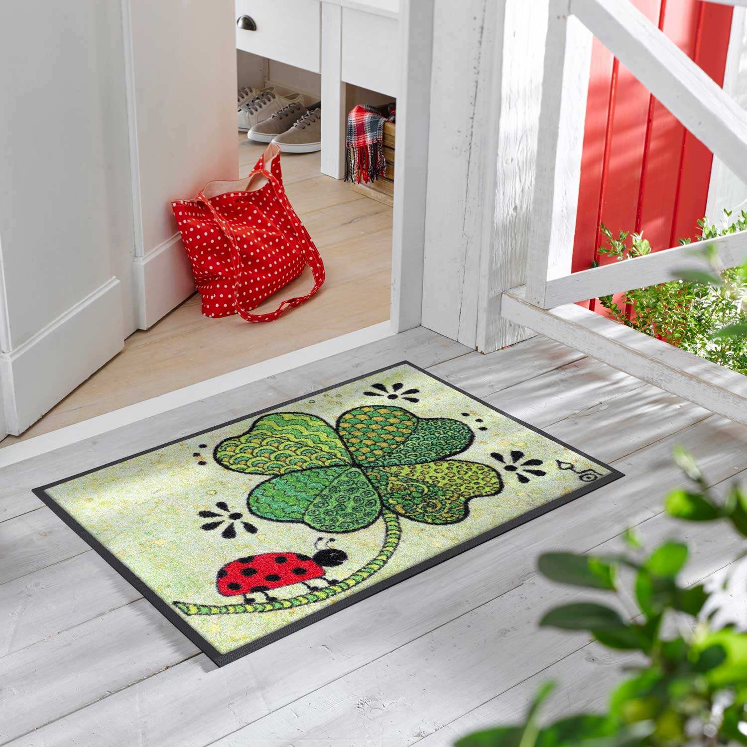 Fußmatte 50x75 Glück auf allen Wegen grün