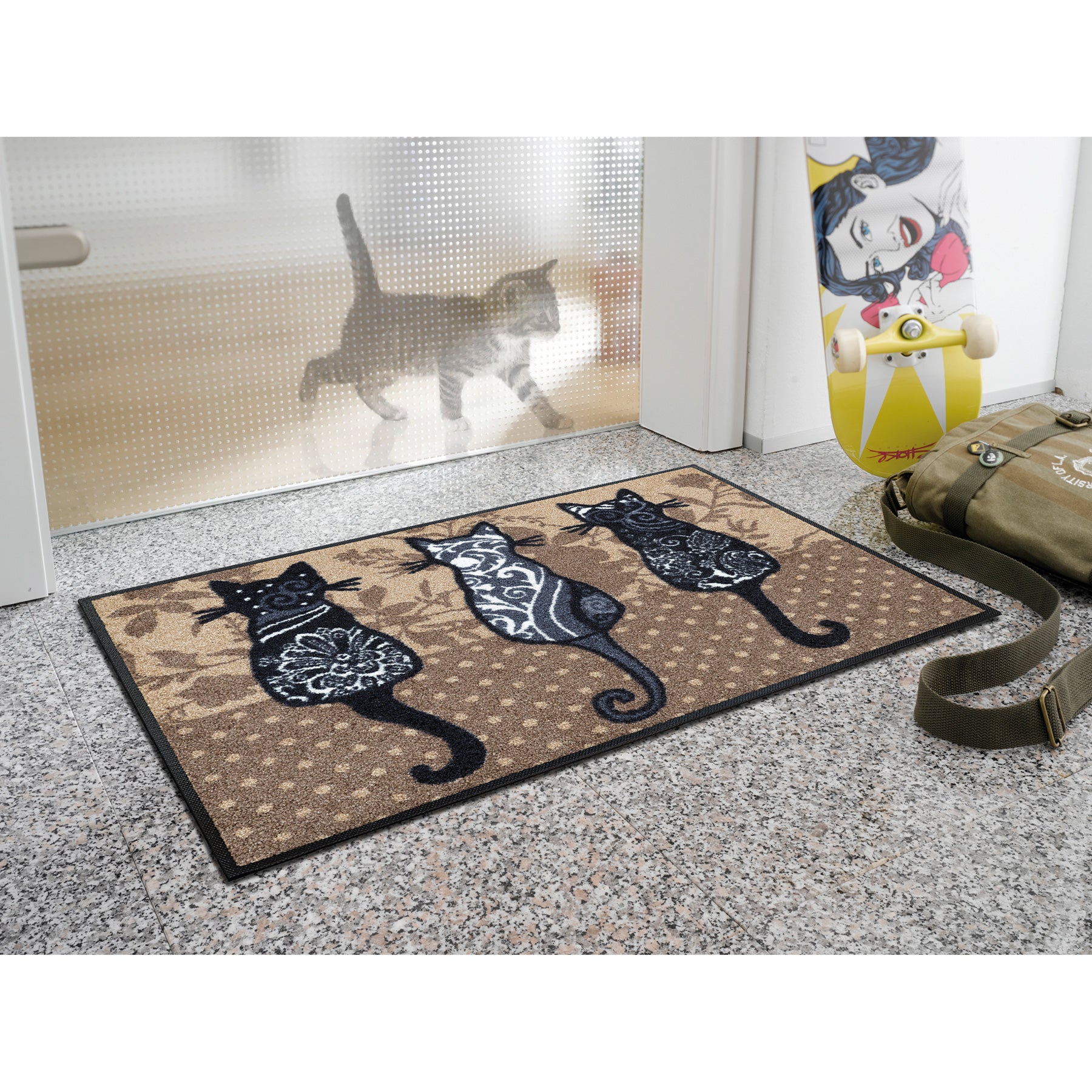 Fußmatte 50x75 Katzenbande beige
