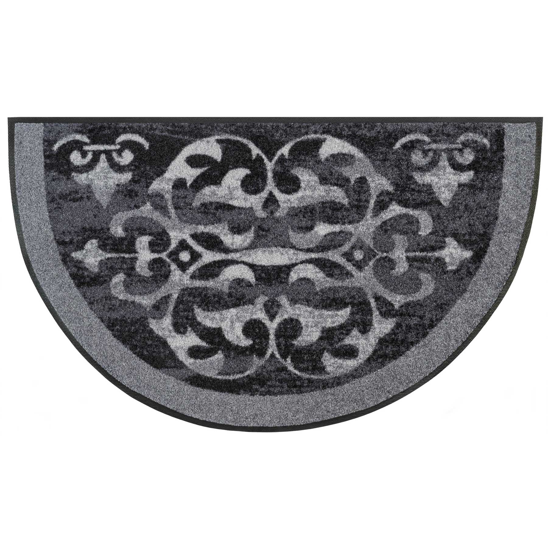 Fußmatte 50x85 Round Ornaments anthrazit halbrund