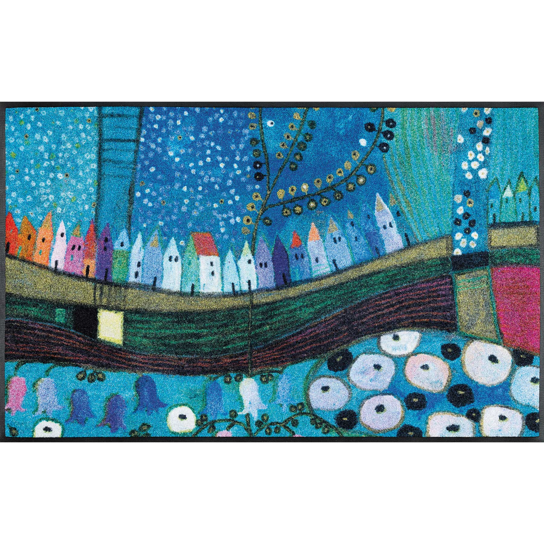 Fußmatte 50x75 Stadt in Blau blau