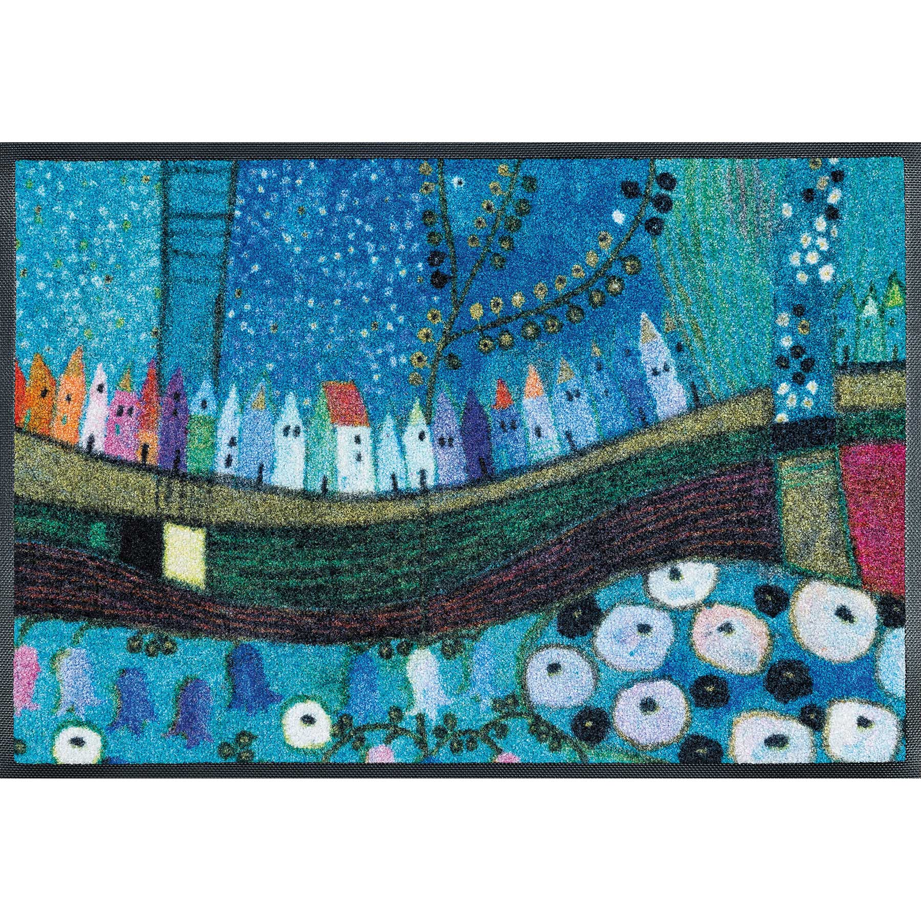 Fußmatte 75x120 Stadt in Blau blau