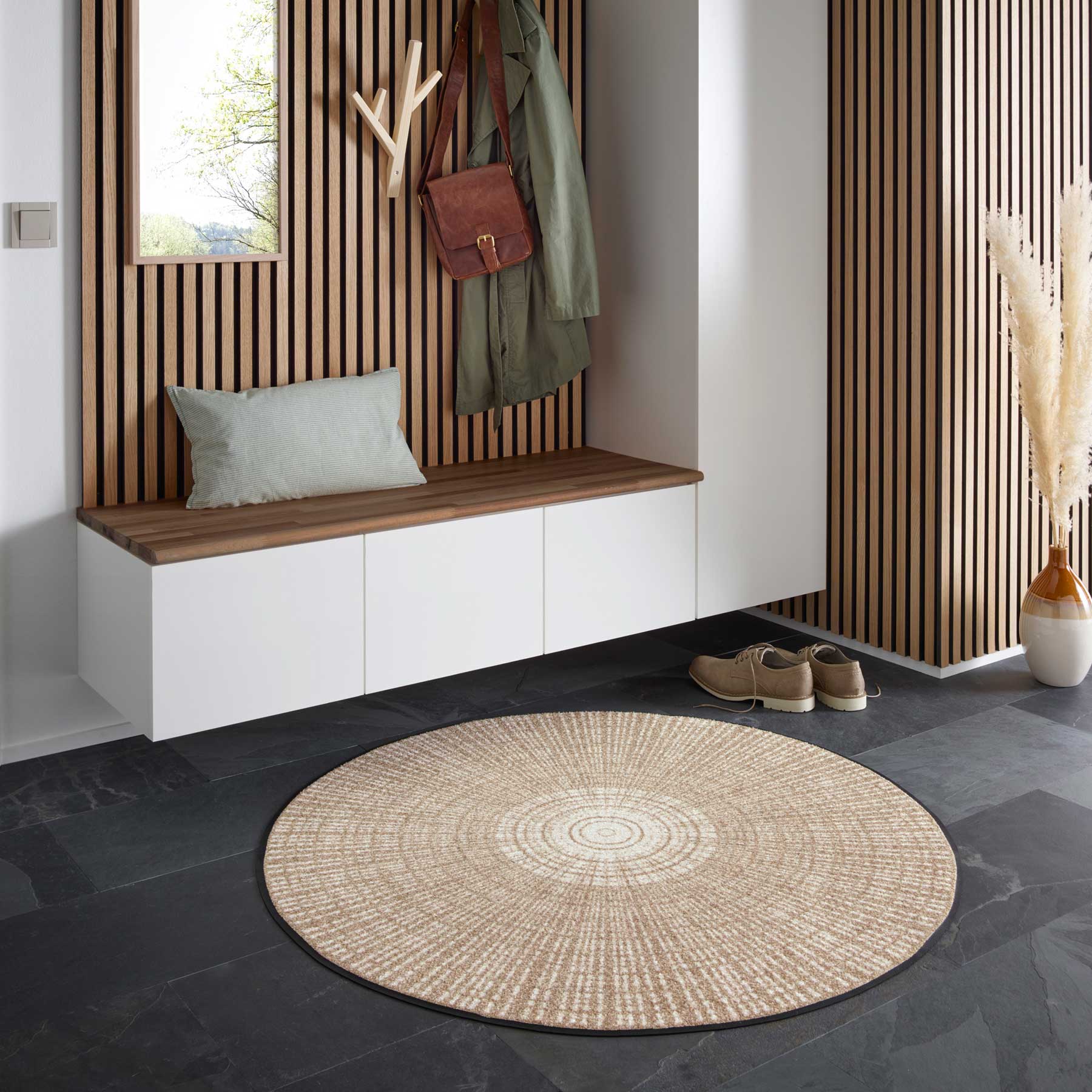 Matte rund 115x115 Cascara beige