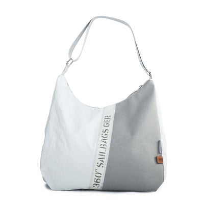 Bucht Handtasche Segeltuch Tasche Stencil weiss grau