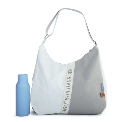 Bucht Handtasche Segeltuch Tasche Stencil weiss grau