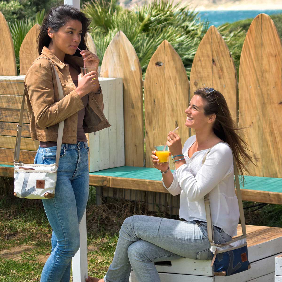 Handtasche Deern Lütt Segeltuch weiß-blau