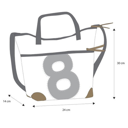 Handtasche Deern Mini Segeltuch weiß Zahl orange