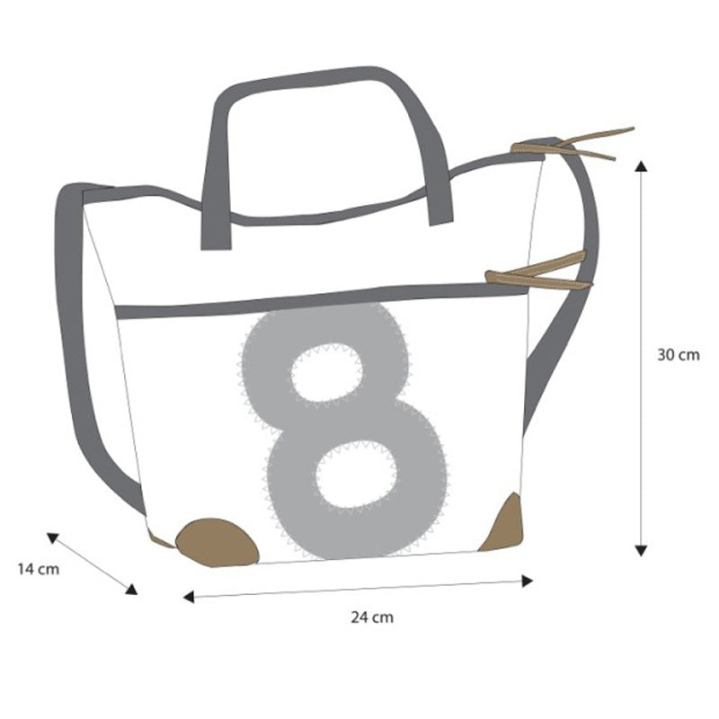 Handtasche Deern Mini Segeltuch weiß Zahl orange