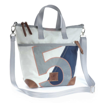 Handtasche Deern Mini Segeltuch weiß Zahl orange