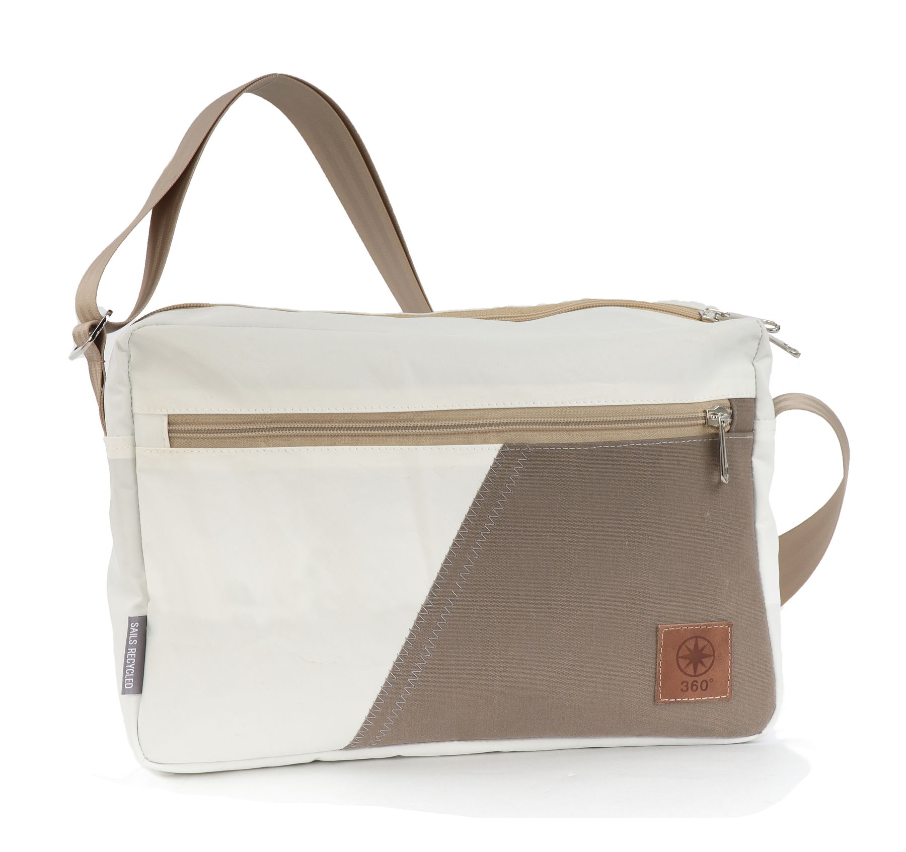 Handtasche Fender Segeltuch weiß-taupe