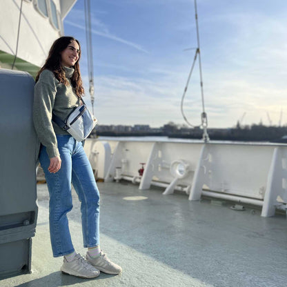 Handtasche Fender Segeltuch weiß-blau