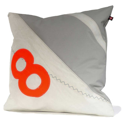 Outdoor Kissen Koje weiß grau Zahl orange