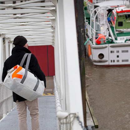 Reisetasche Kutter Segeltuch weiß-blau Zahl hellgrau