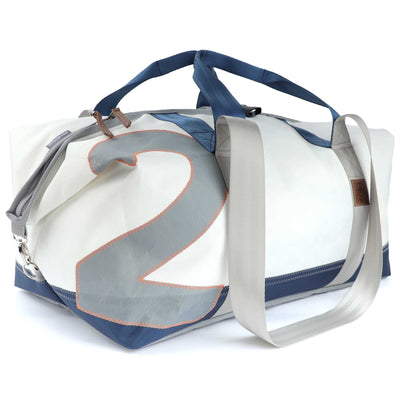Reisetasche Kutter Segeltuch weiß-blau Zahl hellgrau