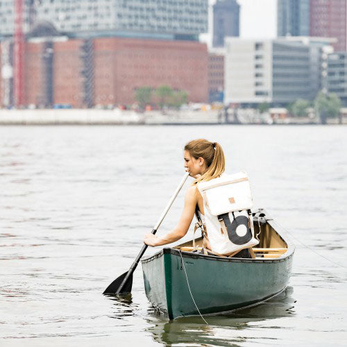 Rucksack Landgang Segeltuch weiß Zahl grau