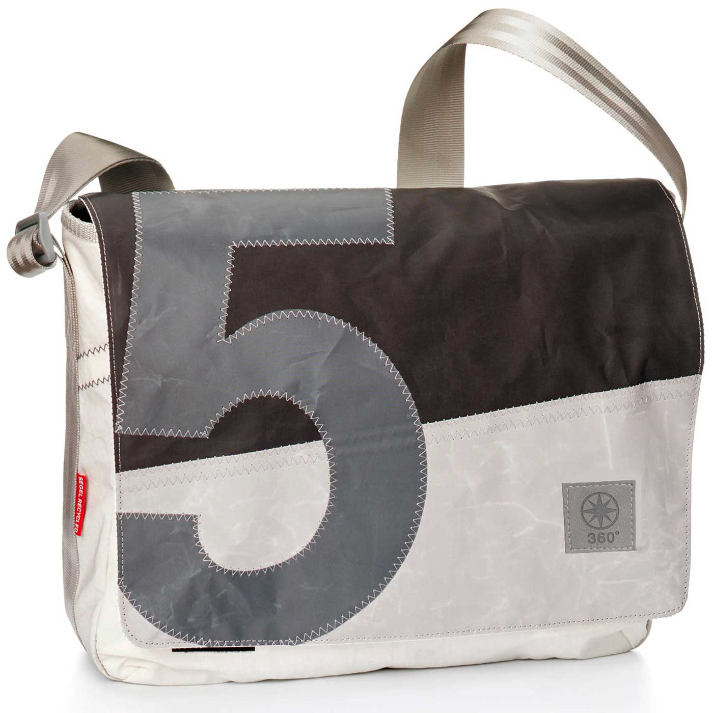 Handtasche Barkasse weiss-schwarz Zahl grau Laptoptasche 15 Zoll