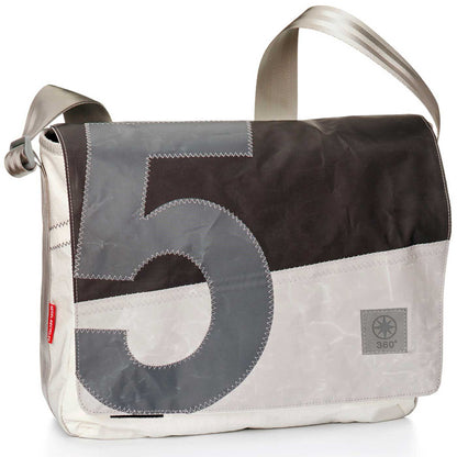 Handtasche Barkasse weiss-schwarz Zahl grau Laptoptasche 15 Zoll