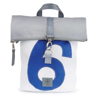 Rucksack Möwe Segeltuch weiß-grau Zahl blau
