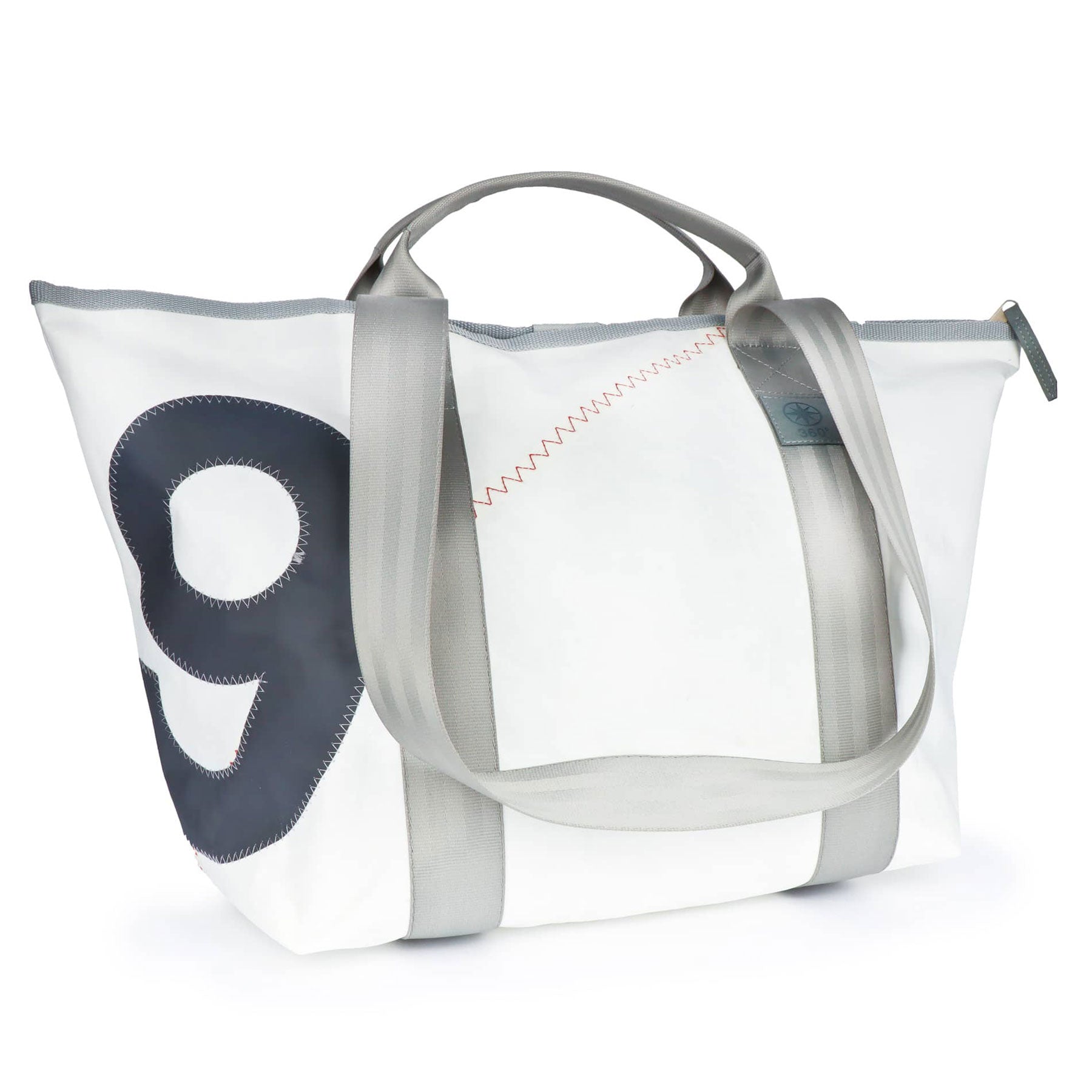 Reisetasche Schlepper Mini aus Segeltuch weiß Zahl grau