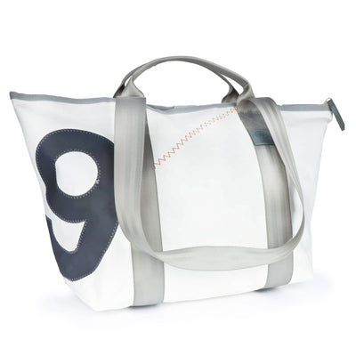 Reisetasche Schlepper Mini aus Segeltuch weiß Zahl grau