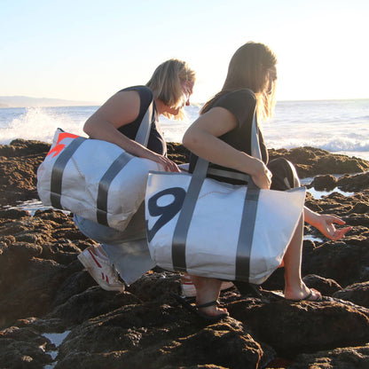 Reisetasche Schlepper Mini aus Segeltuch weiß Zahl grau