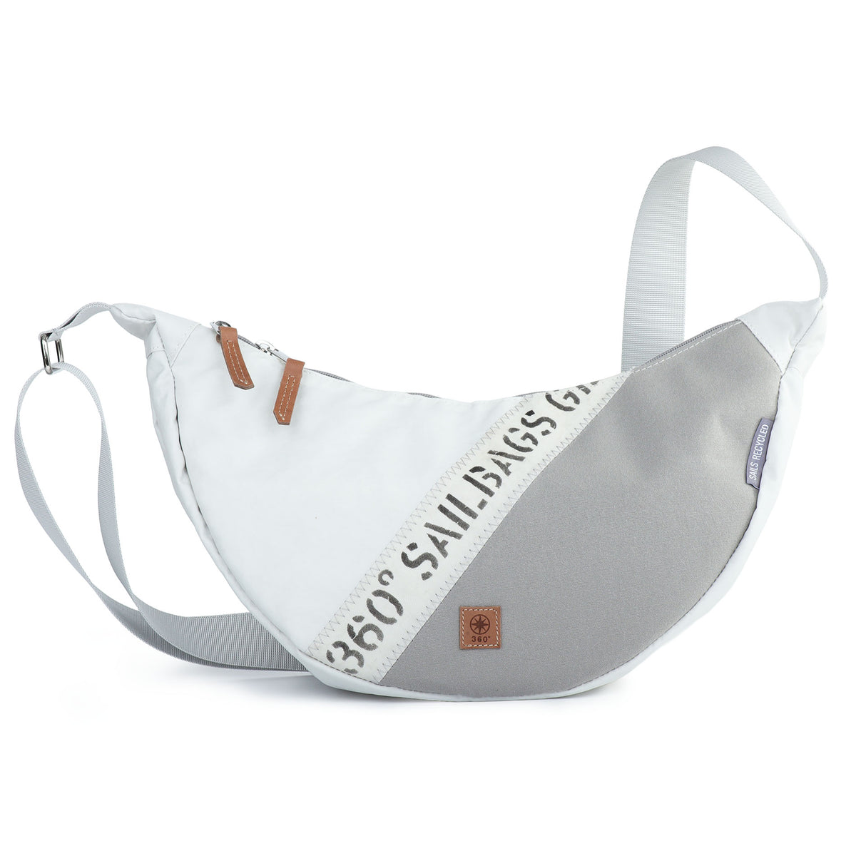 Roop L Moonbag Crossover Segeltuch Tasche Stencil weiss grau